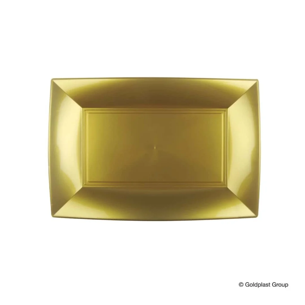 Piatti Rettangolari Nice Oro 29x19 cm 12pz GOLD PLAST