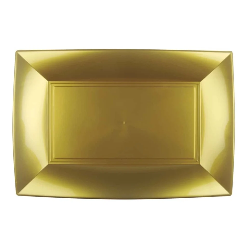 Piatti Rettangolari Nice Oro 29x19 cm 12pz GOLD PLAST