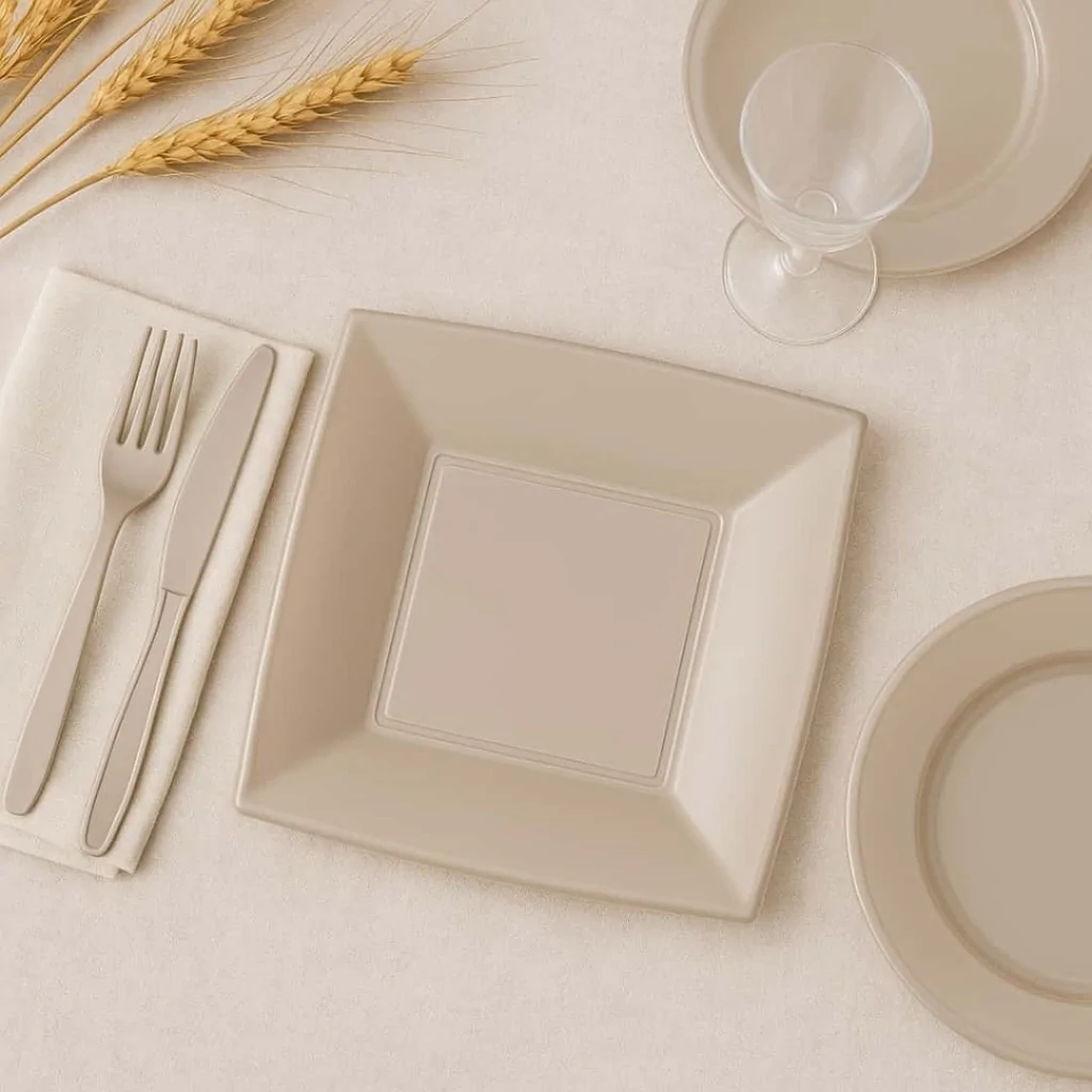 Piatti Dessert Nice Taupe 18x18 cm 15 pz GOLD PLAST