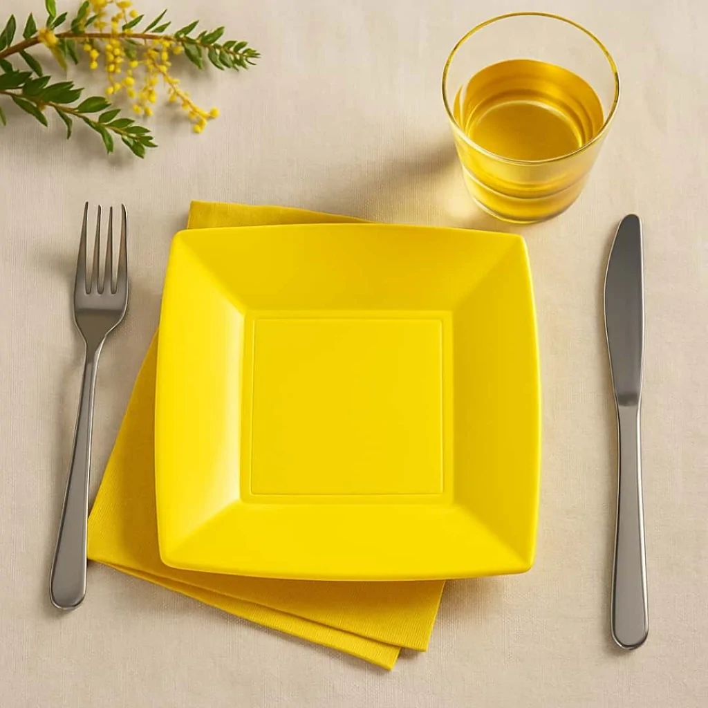 Piatti Dessert Nice Giallo Limone 18x18 cm 8pz GOLD PLAST