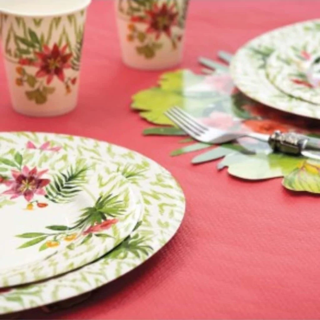 Piatti Piani Passion Flowers Verdi 27 cm 8pz GIVI ITALIA