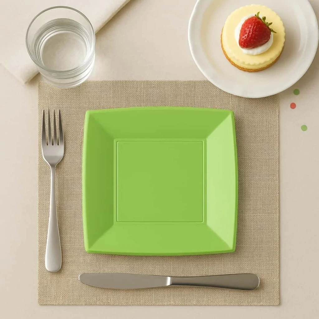 Piatti Dessert Nice Verde Acido 18x18 cm 25pz GOLD PLAST