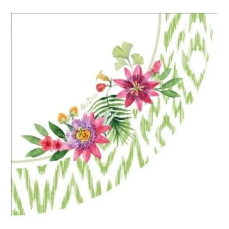 Tovaglioli Passion Flowers Smerlo Tondo 33x33 cm 16pz GIVI
