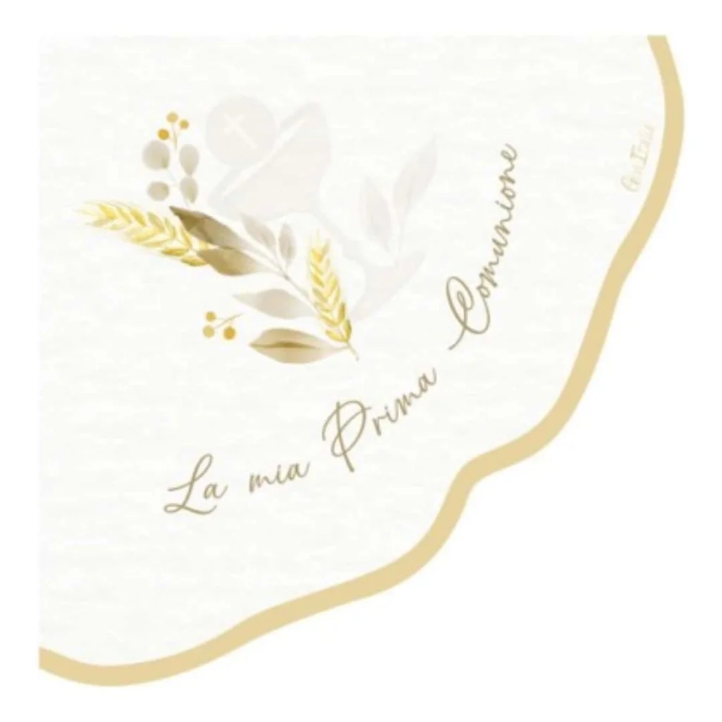 Tovaglioli Smerlo Prima Comunione Avorio 33x33 cm 16pz GIVI