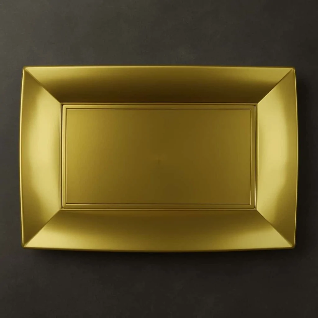 Piatti Rettangolari Nice Oro 29x19 cm 12pz GOLD PLAST
