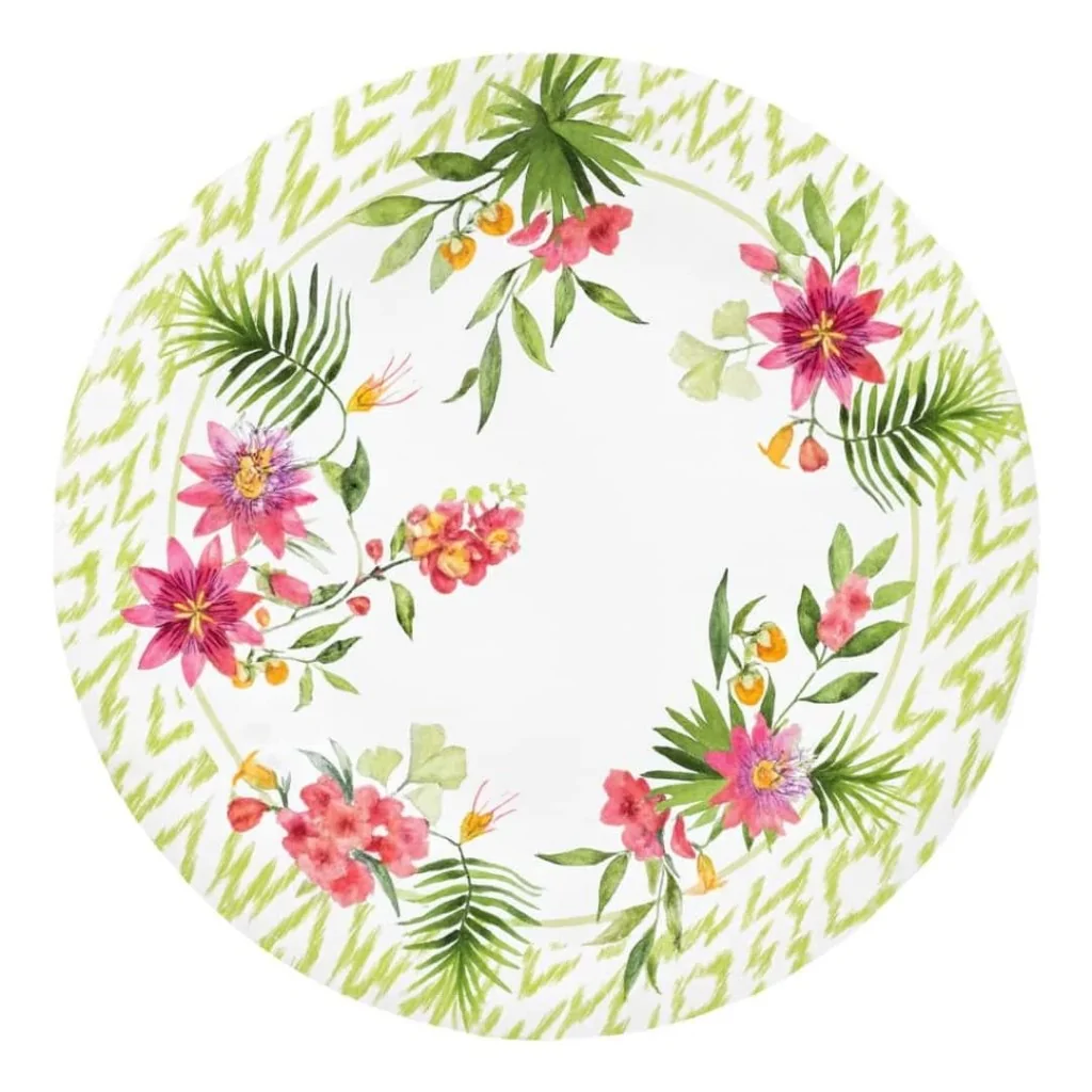 Piatti Piani Passion Flowers Verdi 27 cm 8pz GIVI ITALIA