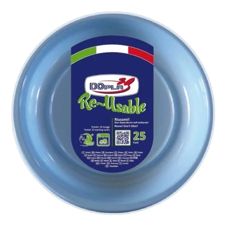 Piatti Piani Reusable Azzurri ø 22 cm 25 pz DOPLA