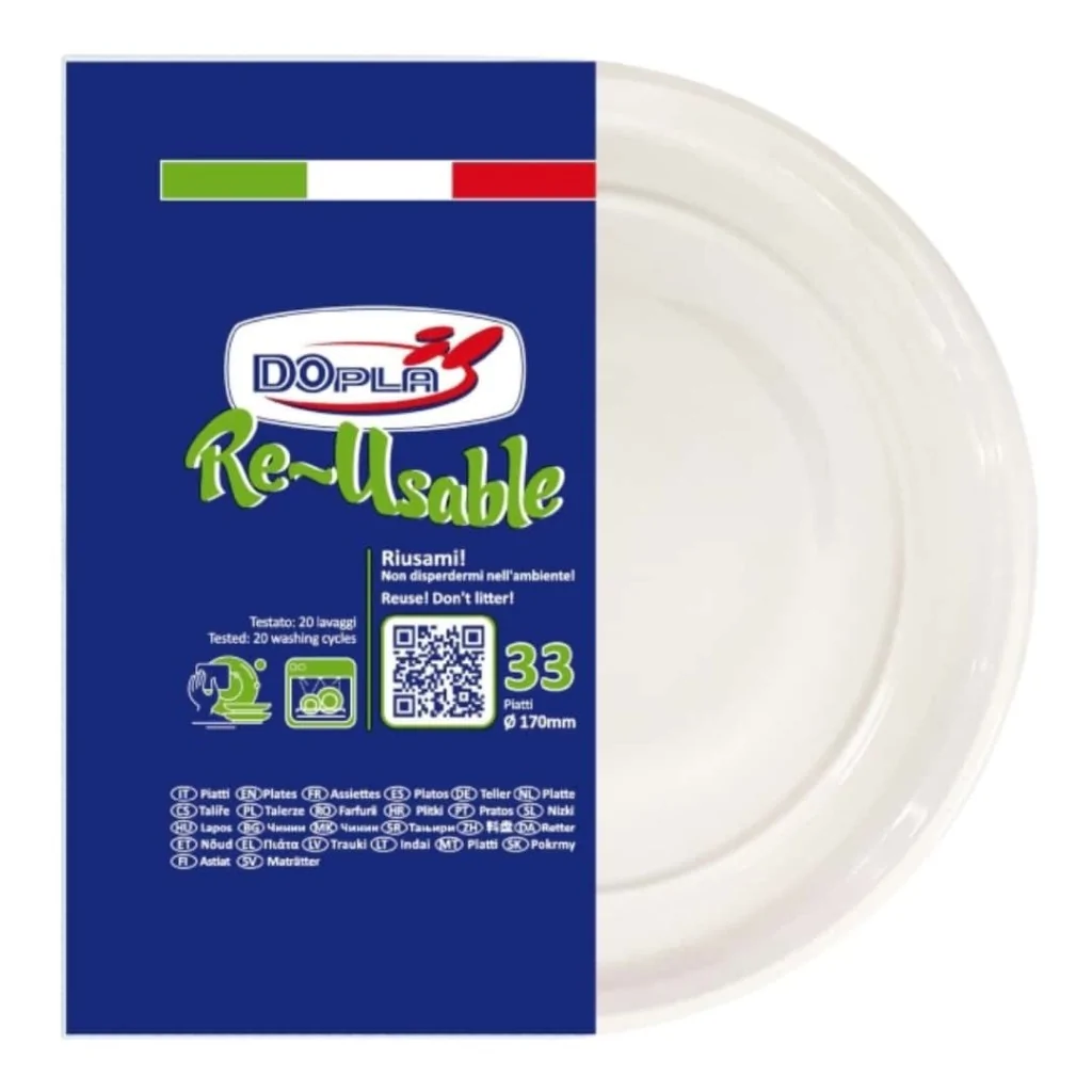 Piatto Frutta Reusable Bianco 17 cm 33pz DOPLA