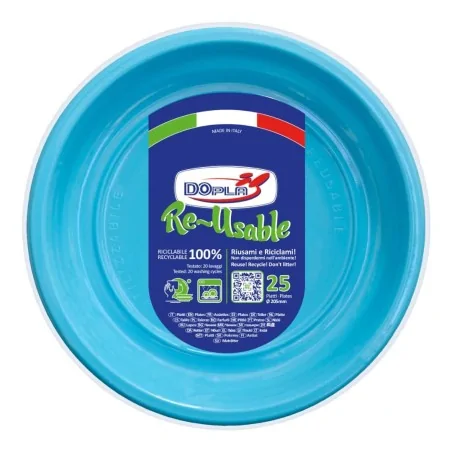 Piatto Fondo Reusable Turchese 20,5 cm 25pz DOPLA