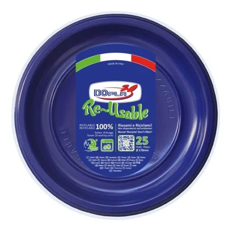 Piatto Frutta Reusable Blu 17 cm 25pz DOPLA