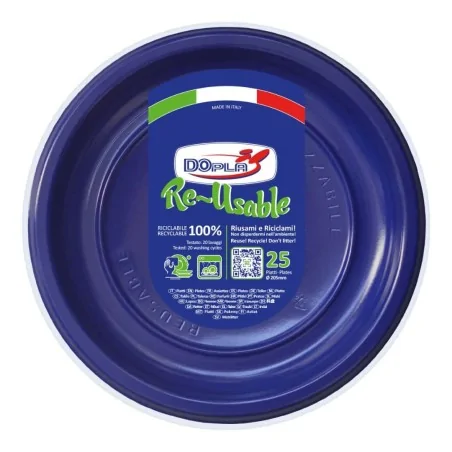 Piatto Fondo Reusable Blu 20,5 cm 25pz DOPLA