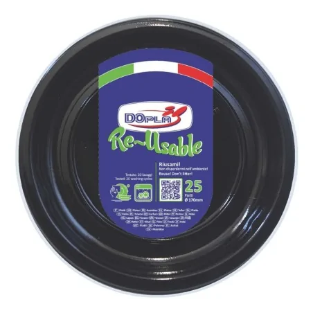 Piatto Frutta Reusable Nero 17 cm 25pz DOPLA