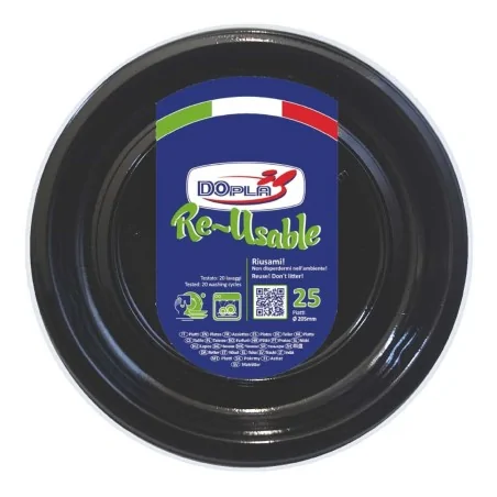 Piatto Fondo Reusable Nero 20,5 cm 25pz DOPLA