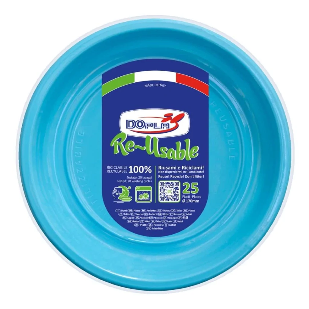 Piatto Frutta Reusable Turchese 17 cm 25pz DOPLA