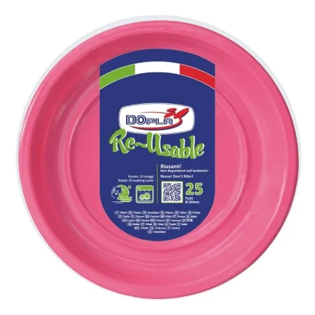 Piatto Piano Reusable Fucsia 22 cm 25pz DOPLA
