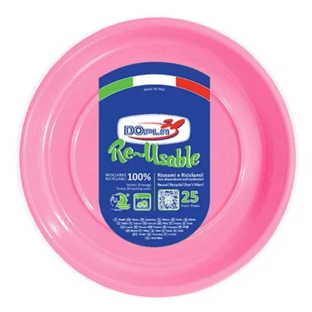 Piatto Frutta Reusable Rosa 17 cm 25pz DOPLA