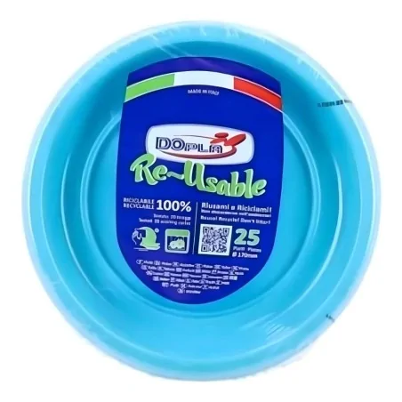 Piatto Frutta Reusable Azzurro 17 cm 25pz DOPLA