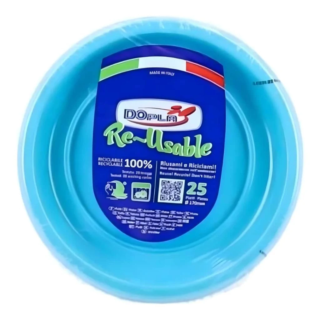 Piatto Frutta Reusable Azzurro 17 cm 25pz DOPLA