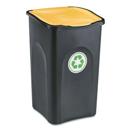 Pattumiera Ecogreen Fondo Nero Coperchio Giallo 50 lt