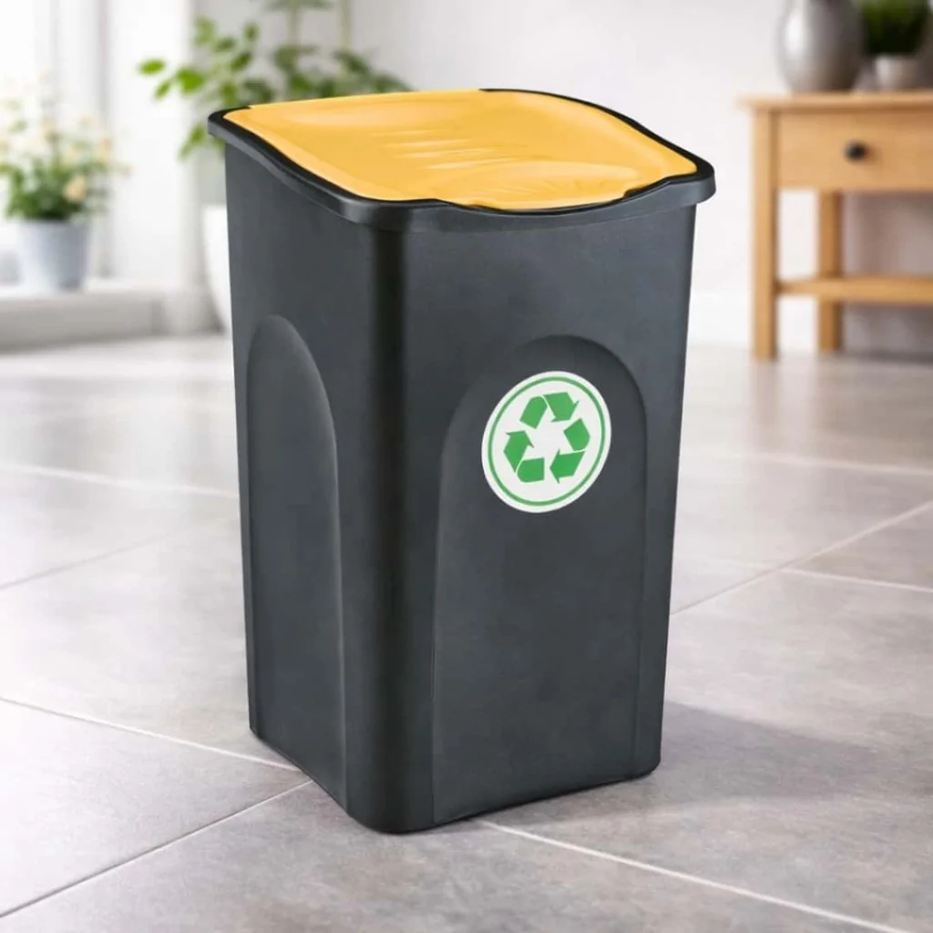Pattumiera Ecogreen Fondo Nero Coperchio Giallo 50 lt