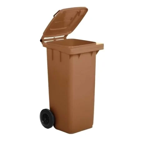 Bidone Spazzatura Pedale e Ruote Marrone 120 lt MOBIL PLASTIC