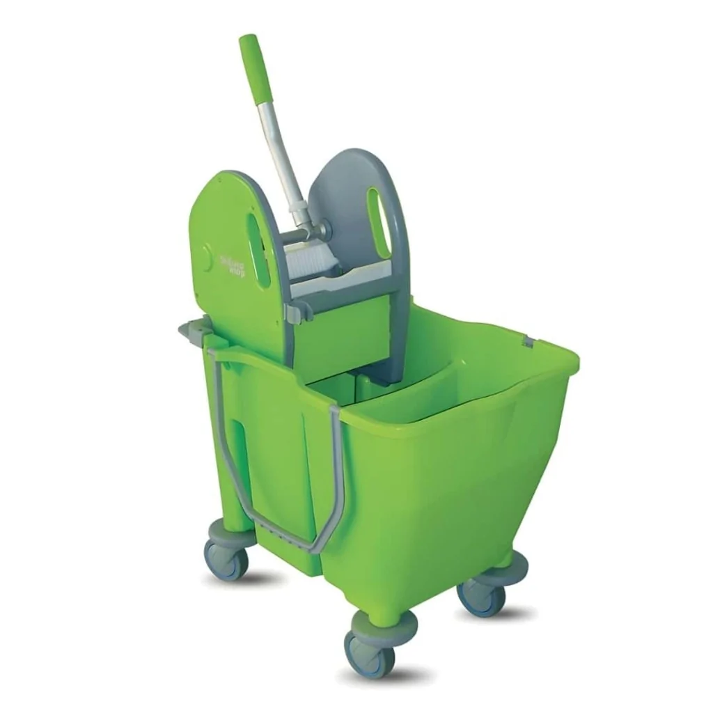 Carrello Pavimenti Doppia Vasca Clevy Verde con Strizzatore IPC