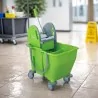 Carrello Pavimenti Doppia Vasca Clevy Verde con Strizzatore IPC