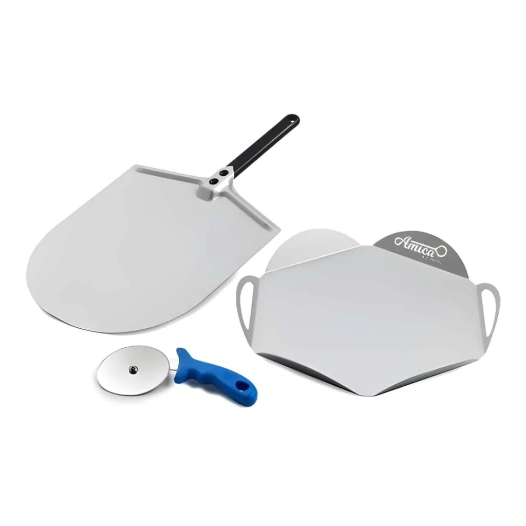 Kit Pala Pizza Amica 33 cm con Vassoio e Rotella GI.METAL