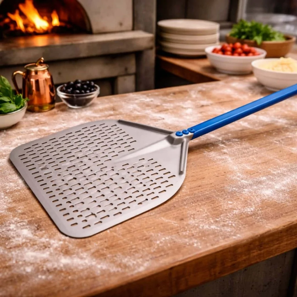 Pala Pizza Forata Azzurra 33x33 cm H 120 cm GI.METAL