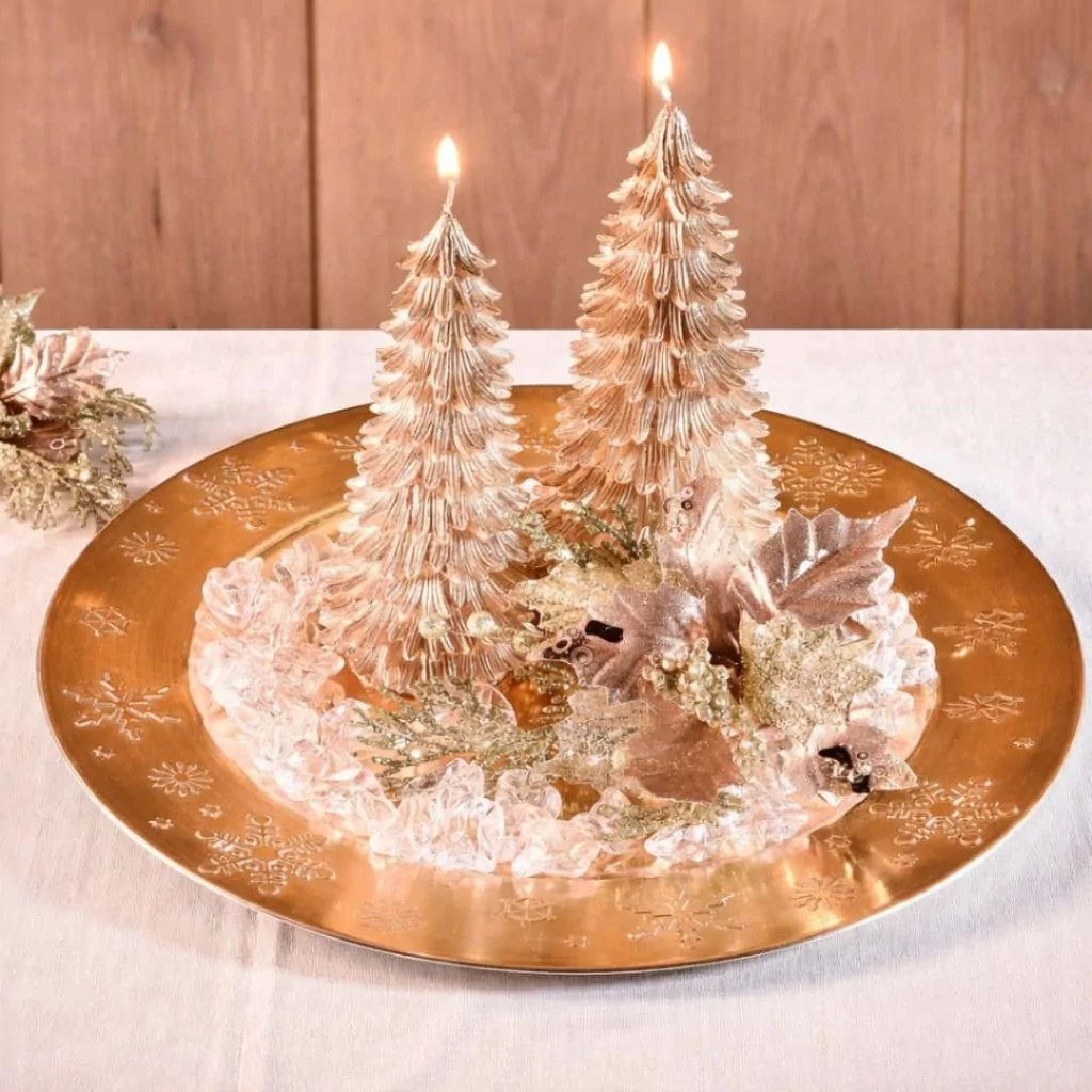 Sottopiatto Dorato con Decori Natale in Rilievo ø 33 cm ART