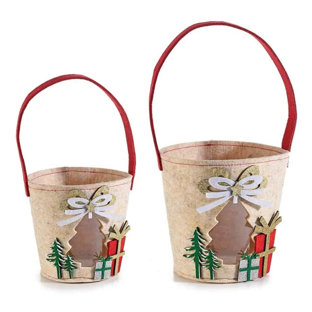 Set 2 Borsette Secchiello con Finestra Albero di Natale ART