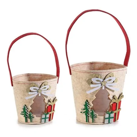 Set 2 Borsette Secchiello con Finestra Albero di Natale ART
