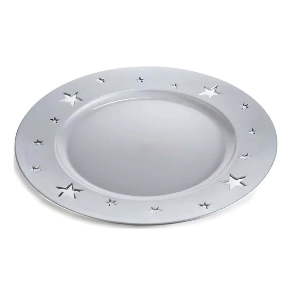 Sottopiatto Argento con Decoro Intaglio Stelle ART FROM ITALY