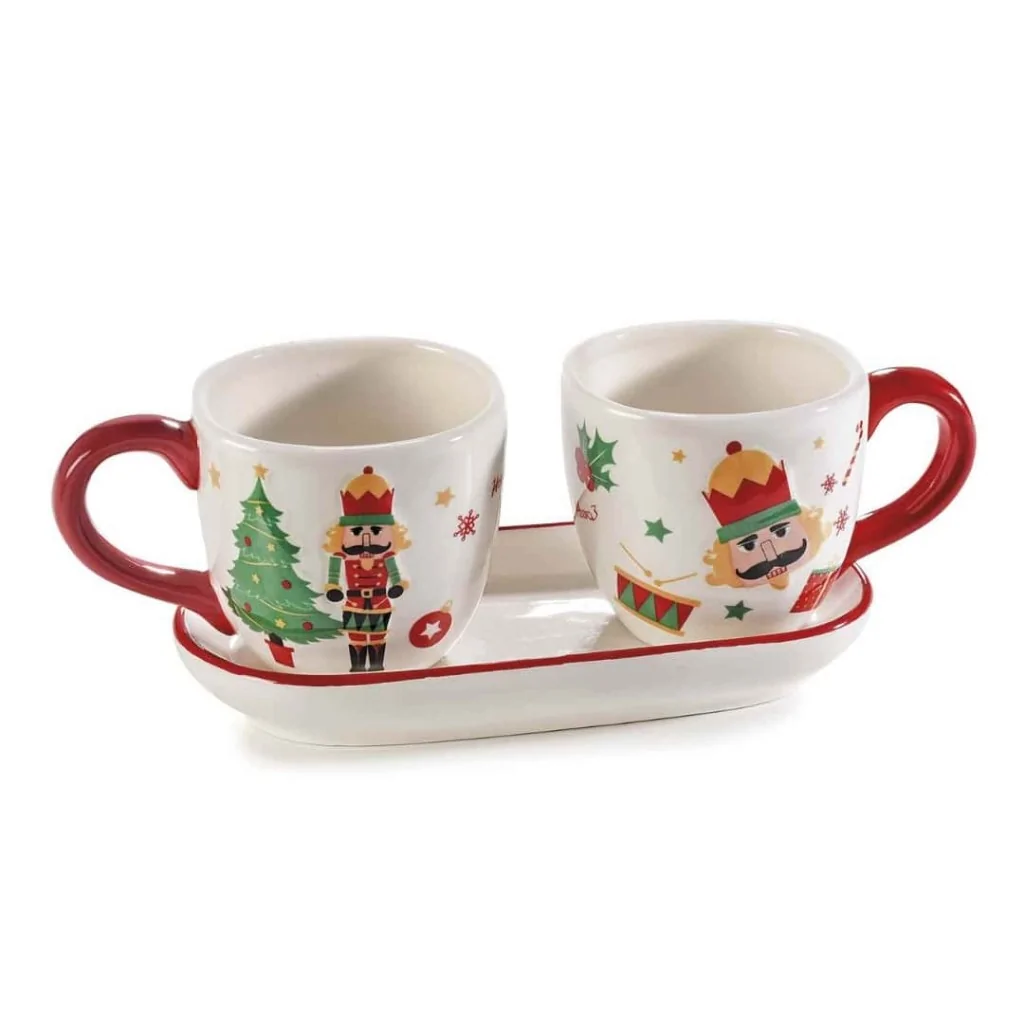 Set 2 Tazzine Caffè Schiaccianoci con Piattino ART FROM ITALY