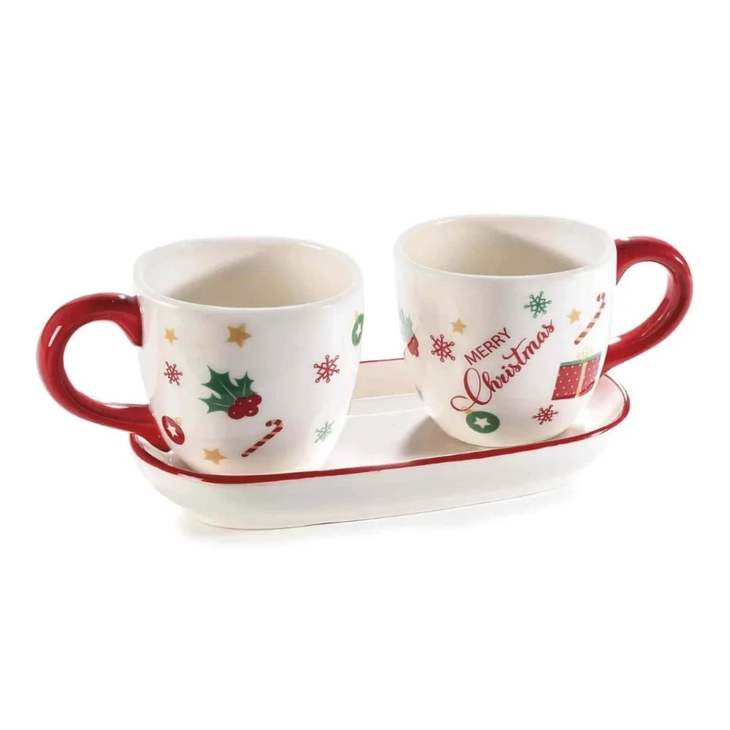 Set 2 Tazzine Caffè Schiaccianoci con Piattino ART FROM ITALY