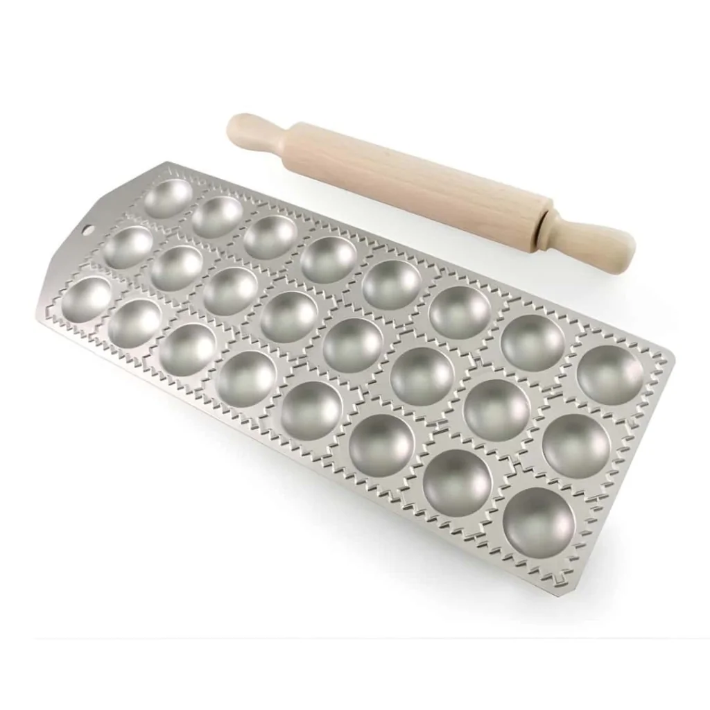 Stampo Ravioli Quadrato 24 pz con Mattarello 32x12 cm CALDER
