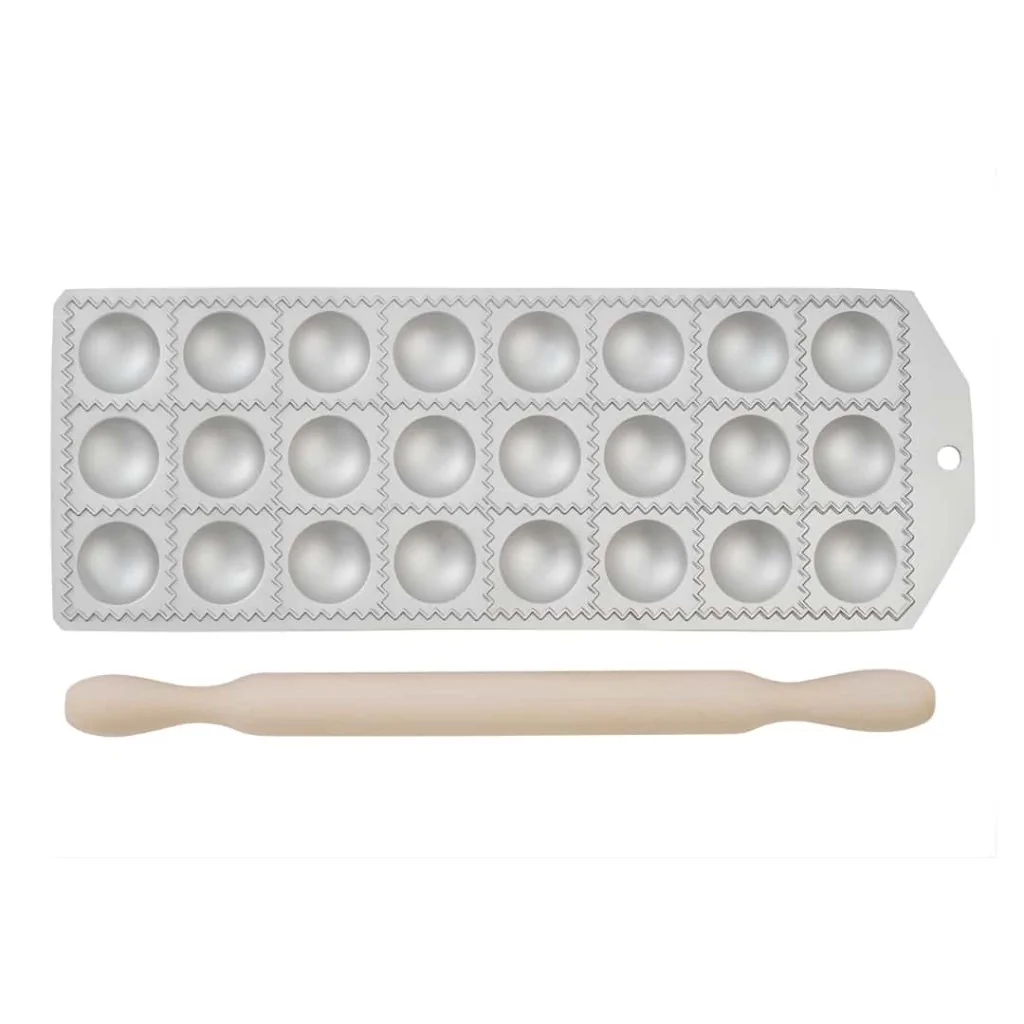 Stampo Ravioli Quadrato 24 pz con Mattarello 32x12 cm CALDER