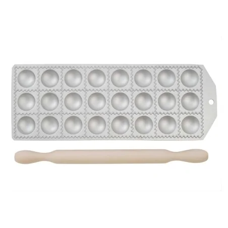 Stampo Ravioli Quadrato 24 pz con Mattarello 32x12 cm CALDER
