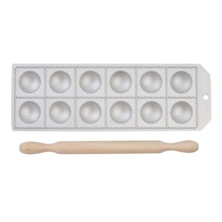Stampo Ravioli Quadrato 12 pz con Mattarello 32x11 cm CALDER