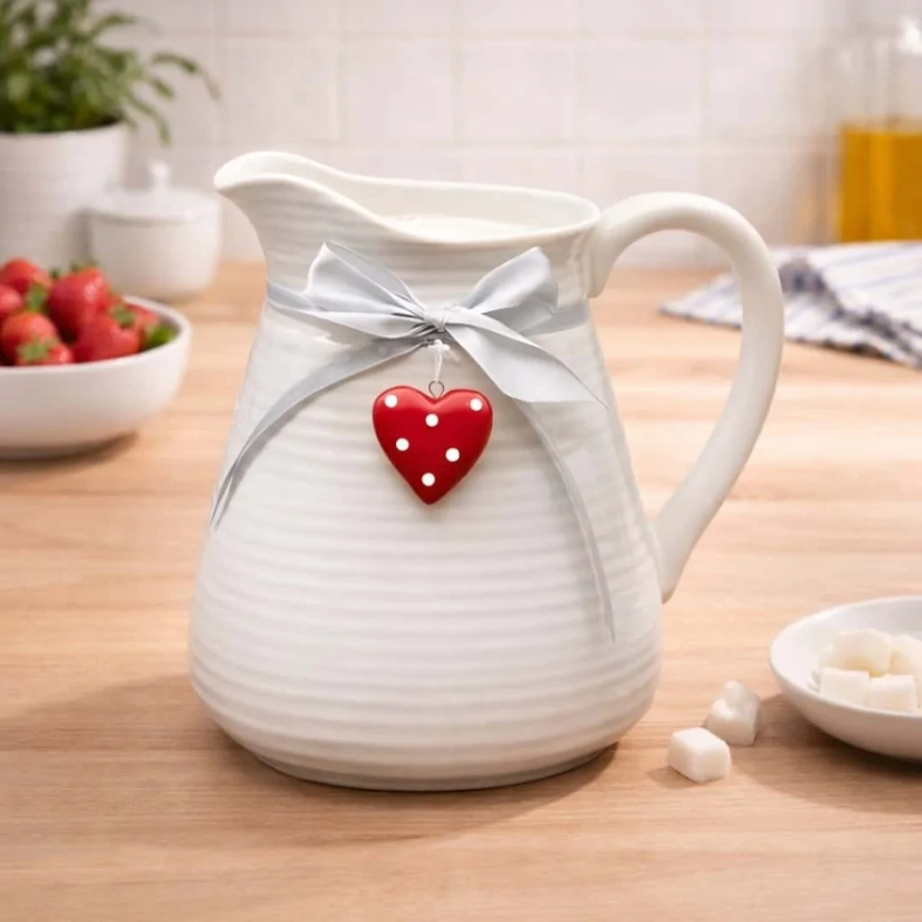 Brocca Lattiera Sonja con Nastro Cuore 14 cm EVA COLLECTION