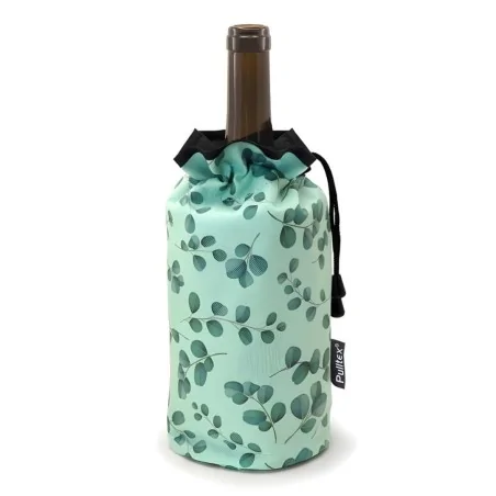 Borsa Refrigerante Bottiglie Vino Foglie Verde 18x26,5 cm