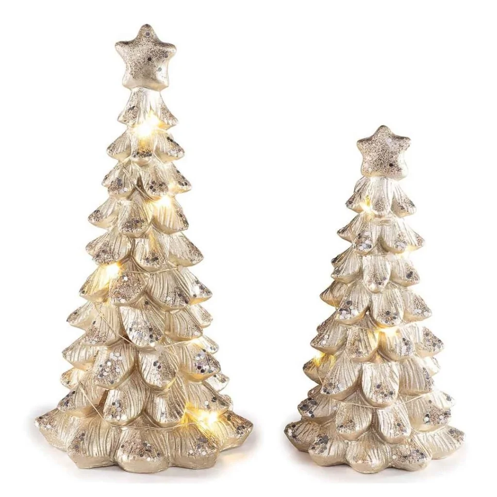 Set 2 Alberi di Natale con Brillantini e Luci ART FROM ITALY