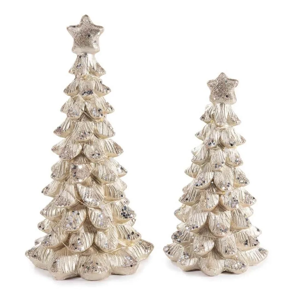 Set 2 Alberi di Natale con Brillantini e Luci ART FROM ITALY