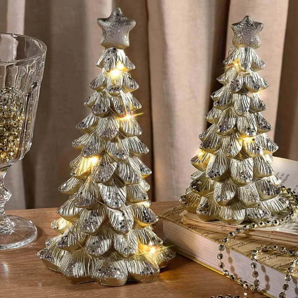 Set 2 Alberi di Natale con Brillantini e Luci ART FROM ITALY