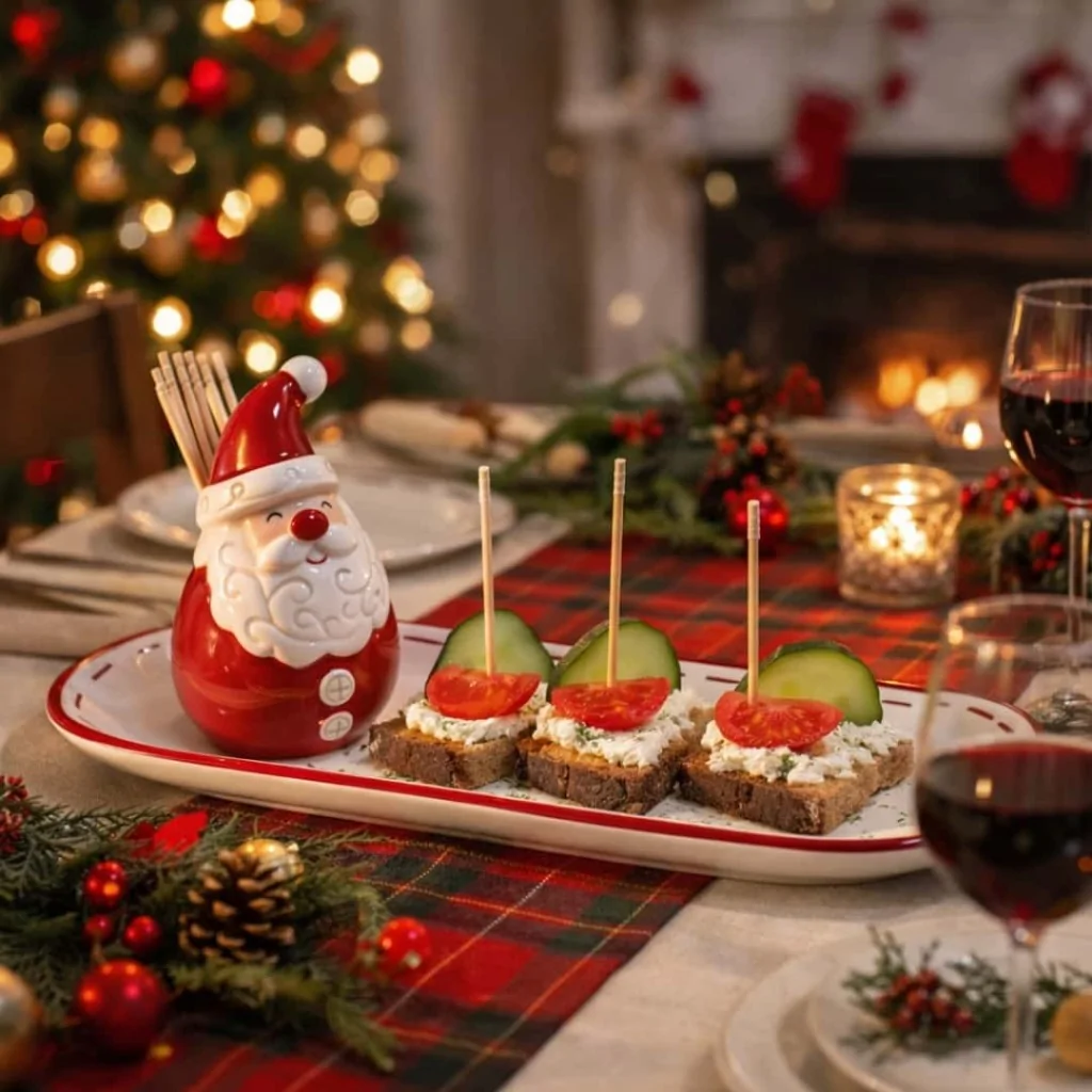 Set Vassoio Aperitivo Babbo Natale con Porta Stuzzicadenti ART
