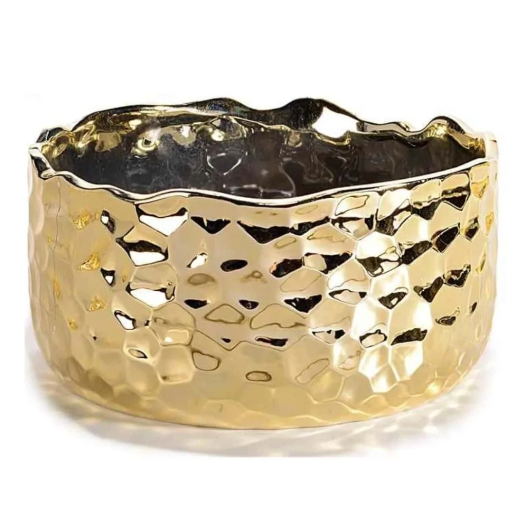 Vaso Ceramica Martellato Dorato Effetto Metallo ø 18 cm ART