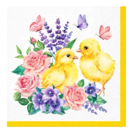 Tovaglioli Pulcino e Fiori Pasqua 33x33 cm 20pz PAW