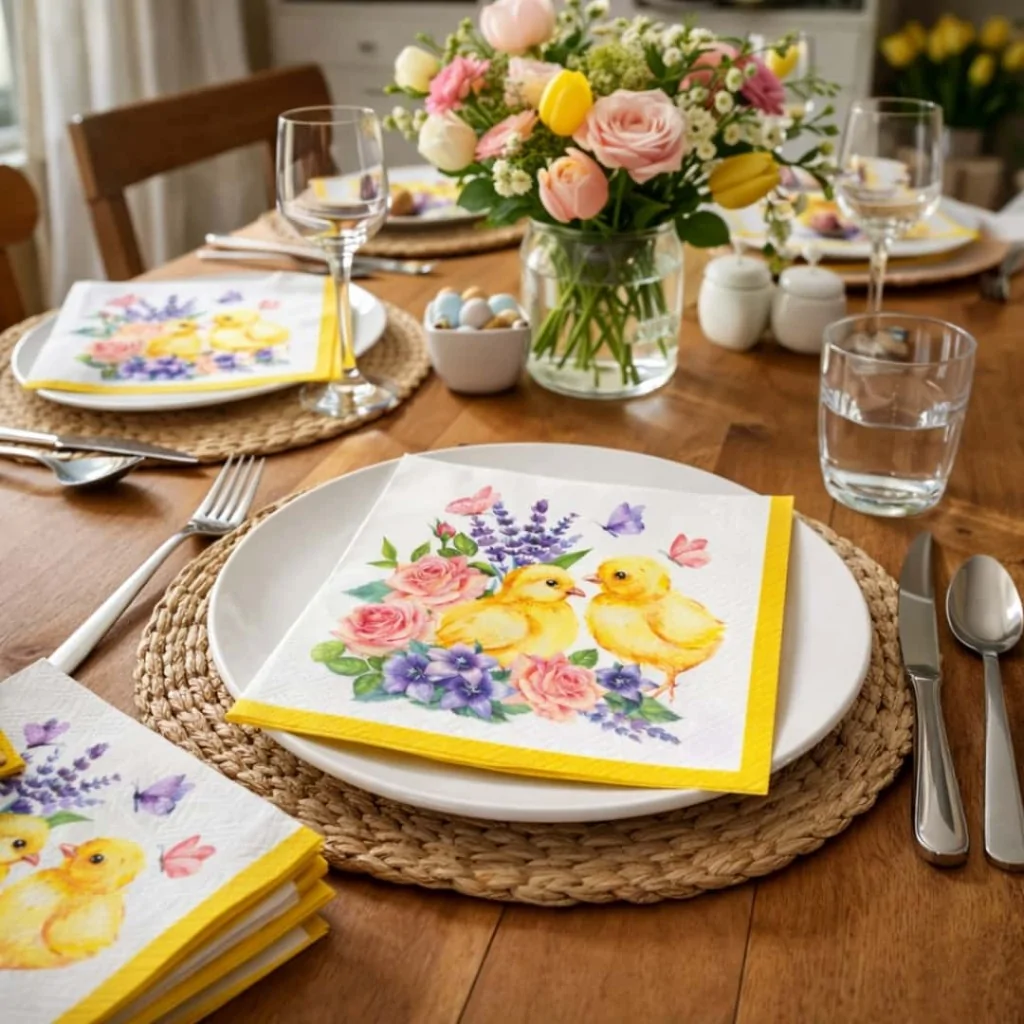Tovaglioli Pulcino e Fiori Pasqua 33x33 cm 20pz PAW