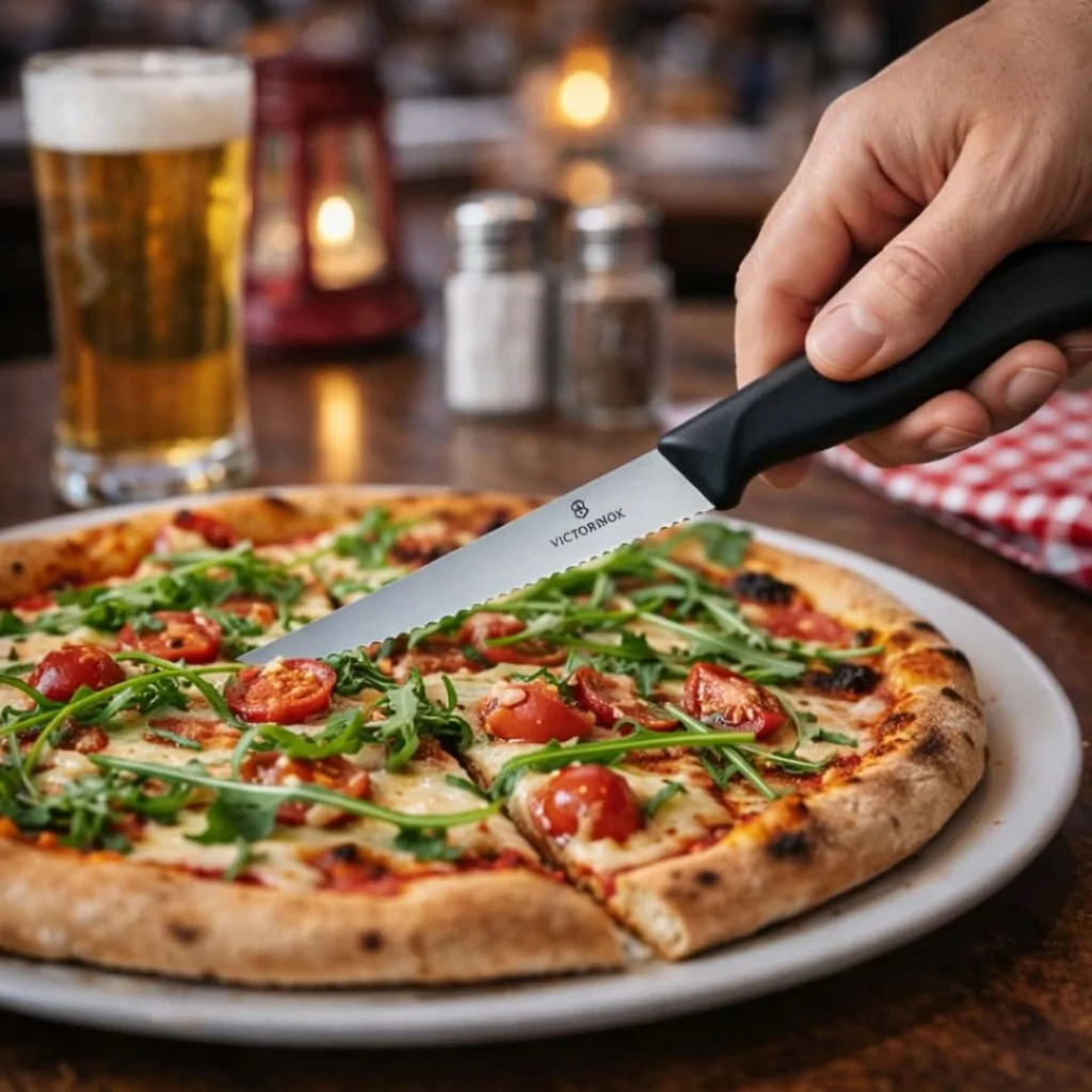 Coltello Pizza Bistecca Ondulato Manico Nero 11 cm VICTORINOX