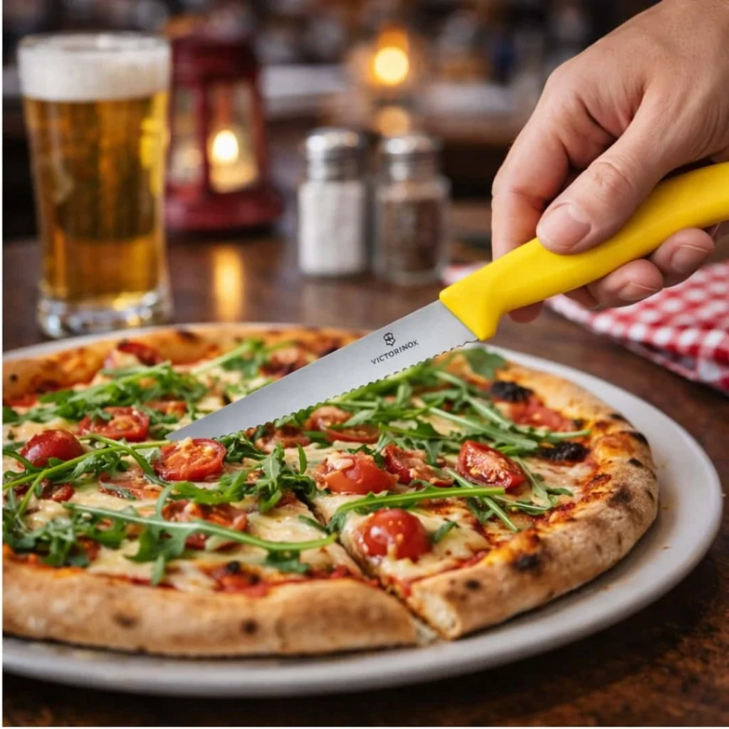 Coltello Pizza Bistecca Ondulato Manico Giallo 11 cm VICTORINOX